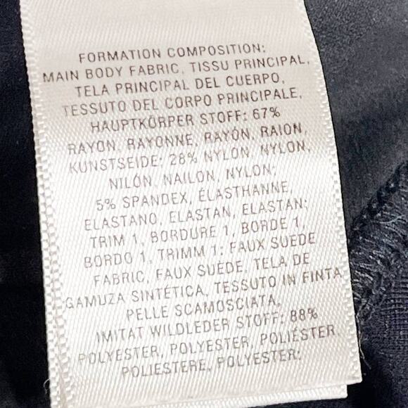 Anthropologie Black Faux Suede Leather Patched Skinny Leg Pants 28 Zip Ankle - Picture 11 of 13